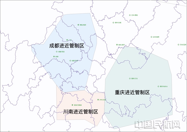 川南进近管制区与成都、重庆进近管制区位置示意图11