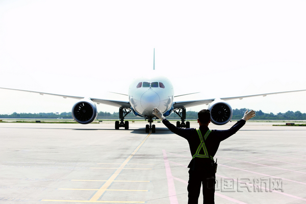 nEO_IMG_机务人员指挥787滑入停机位——凌兴东摄.jpg